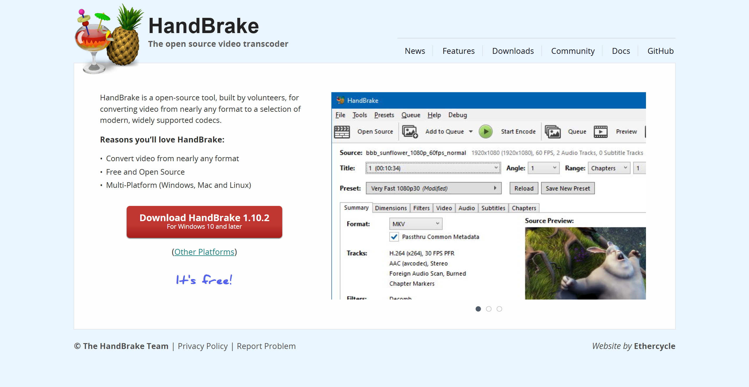HandBrake：强大又免费的开源视频压缩工具